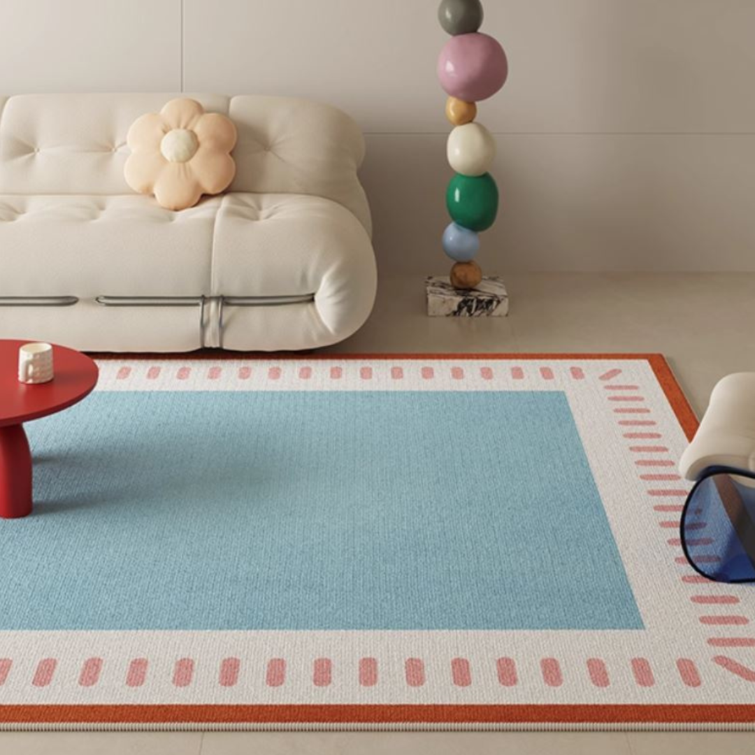 Bubble Border Rug – Blue & Pink