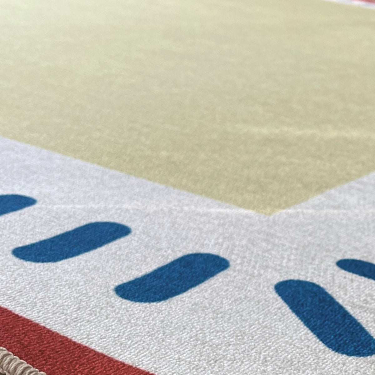 Bubble Border Rug Yellow & Blue close up