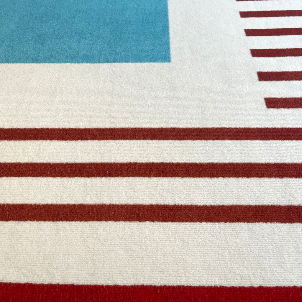 Skybound Stripe Rug - Blue & Red close up