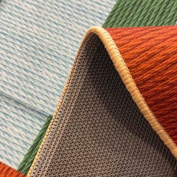 Retro Grid Blue & Green Rug