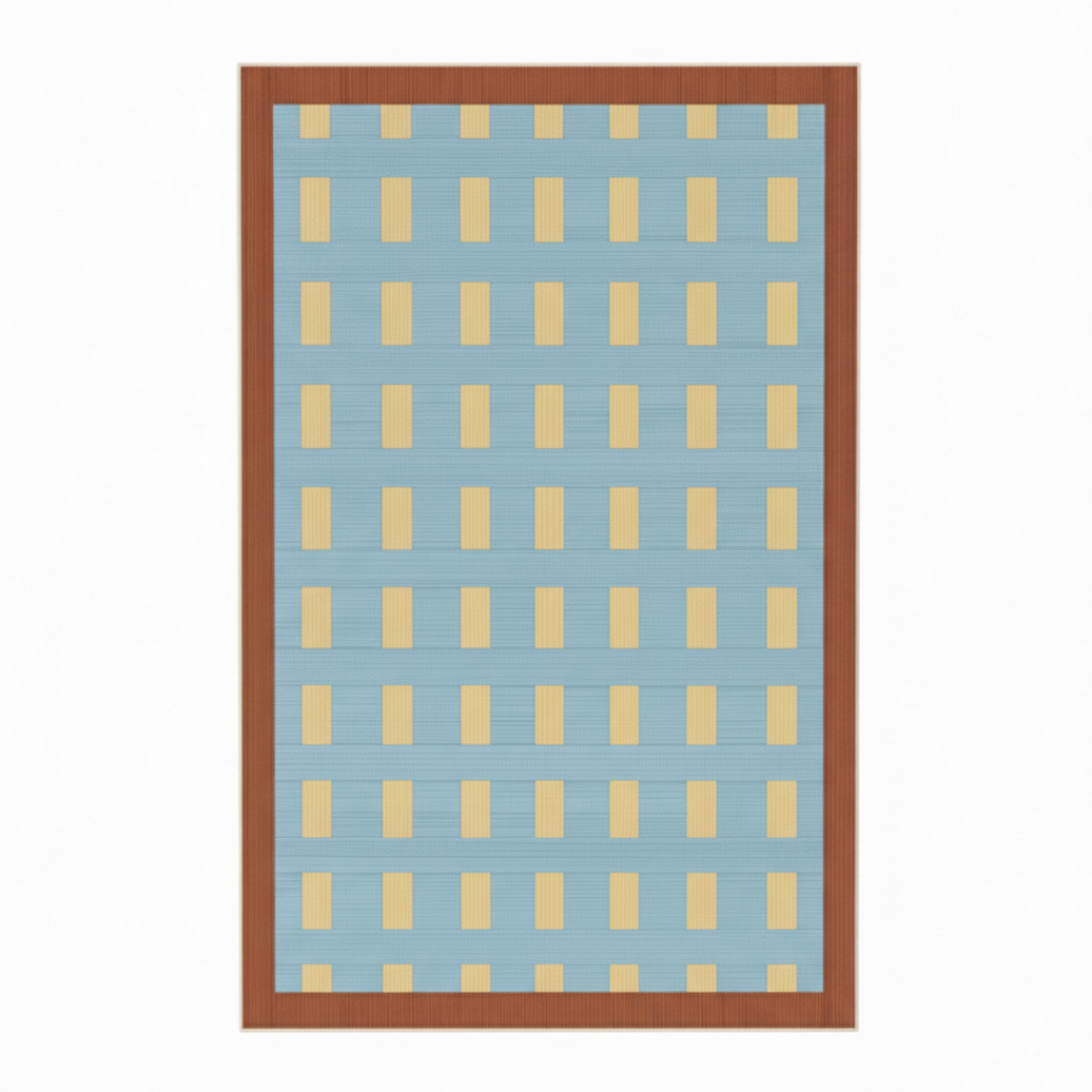 Retro Grid Blue & Yellow Rug