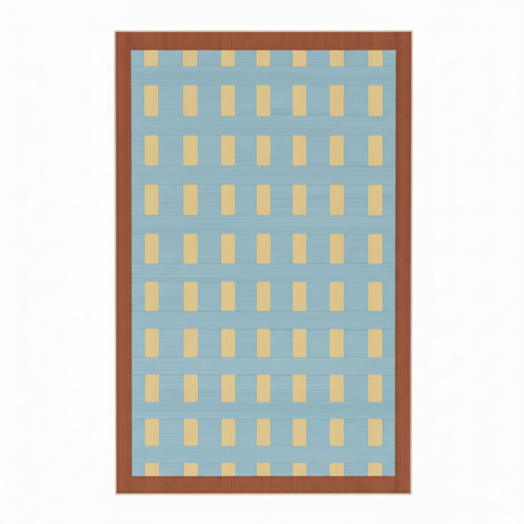 Retro Grid Blue & Yellow Rug
